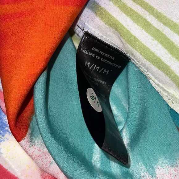 Natori Boro Kaftan Button Down Dress Colorful Turquiose Geometric Women’s Medium - Picture 8 of 16